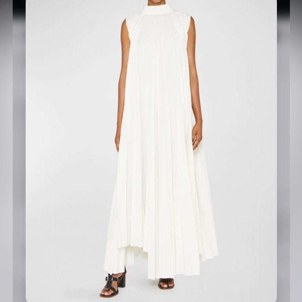 Plan C Pleated Asymmetric Maxi Dress